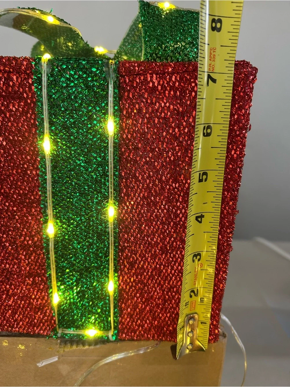 Holiday Glitter Gift Box Set with LED Lights - Red, Green, Blue